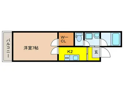 ウェルスクエア池田住吉(1K/3階)の間取り写真