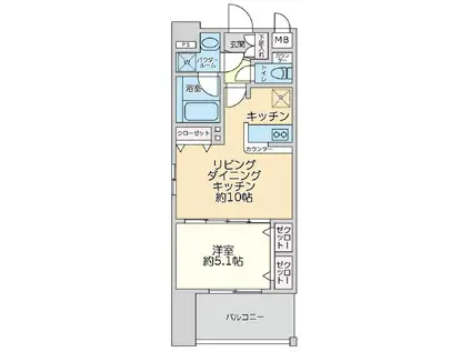 プロスタイルウェルス関内住吉町(1LDK/6階)の間取り写真