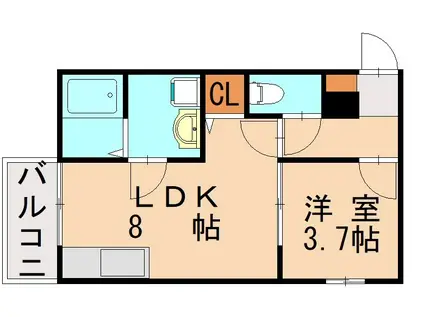 AMETHYST(1LDK/2階)の間取り写真