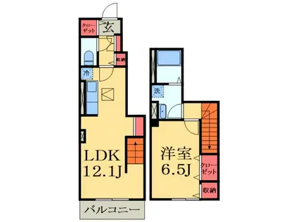 キンダーテラッセ1(1LDK/1階)の間取り写真