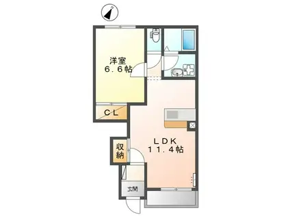 グレースほしかA棟(1LDK/1階)の間取り写真