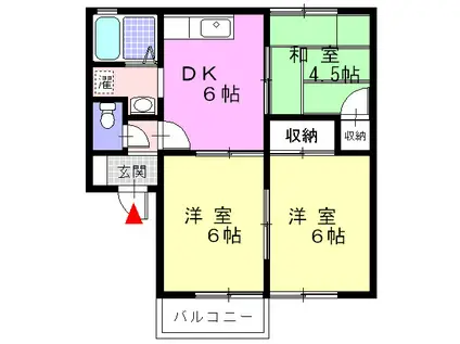 サンパレス狩野(3DK/1階)の間取り写真