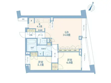 パークホームズ目黒ザレジデンス(2LDK/2階)の間取り写真