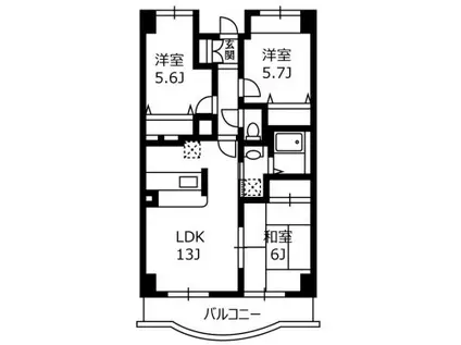 フルールポワール向ヶ丘(3LDK/3階)の間取り写真