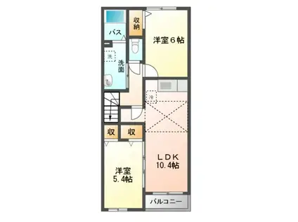 メゾンド ファミーユI・II(2LDK/2階)の間取り写真