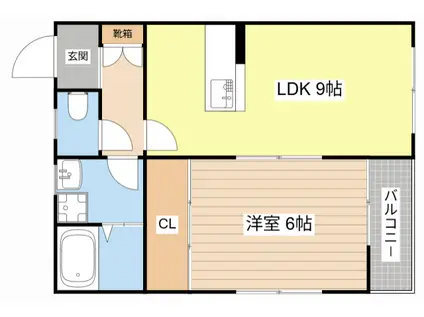サンハイツ片柳(1LDK/2階)の間取り写真