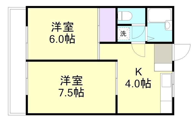 グランドールマンション(2DK/3階)の間取り写真