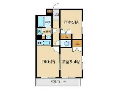 パインコート赤堤(2DK/2階)の間取り写真