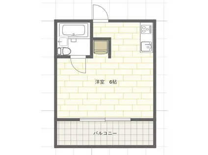 アスリートハイツ(ワンルーム/2階)の間取り写真