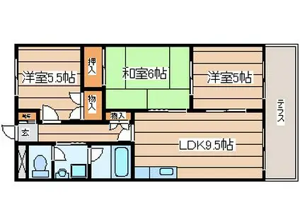 プリベール南吉成(3LDK/1階)の間取り写真