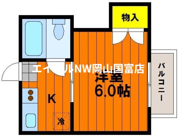 ホワイトメゾン津島D(1K/1階)の間取り写真