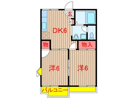 フロールN(2DK/2階)の間取り写真