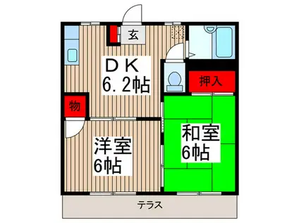 メゾンド寿A(2DK/1階)の間取り写真