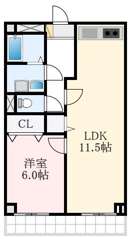 レジデンスサカタ(1LDK/3階)の間取り写真