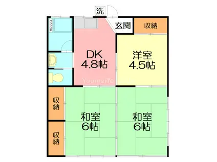 クィーンハイツ(3DK/1階)の間取り写真