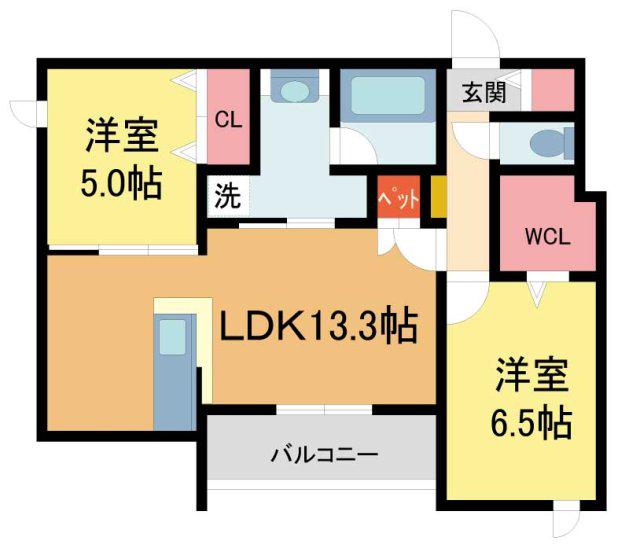 ベル アントレ 西宮(2LDK/4階)の間取り写真