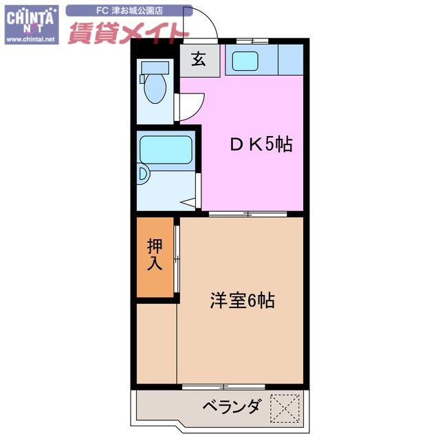 ブルージュ寿町(1DK/2階)の間取り写真