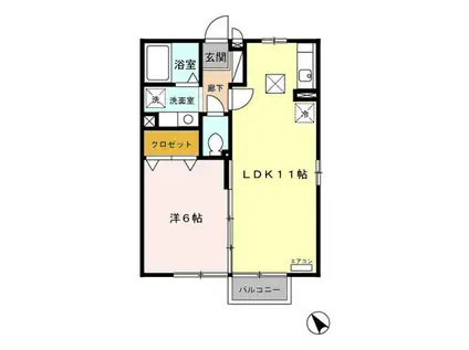 アメージング(1LDK/1階)の間取り写真