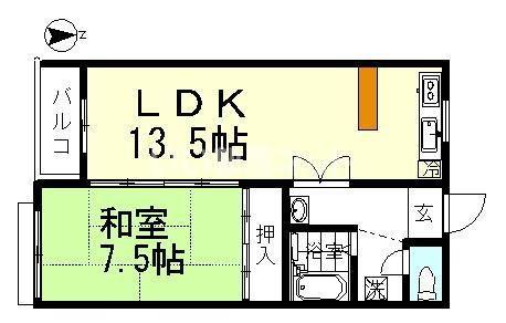 セルヴァン藍(1LDK/4階)の間取り写真