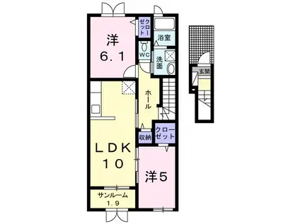 ホワイトパレス(2LDK/2階)の間取り写真
