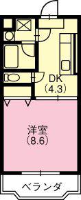 ボンヌシャンスK(1DK/1階)の間取り写真