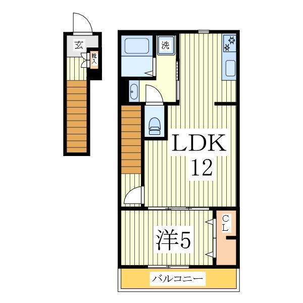 リーブルファイン柏高田(1LDK/2階)の間取り写真