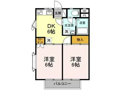 メイプルハイツ(2DK/2階)の間取り写真