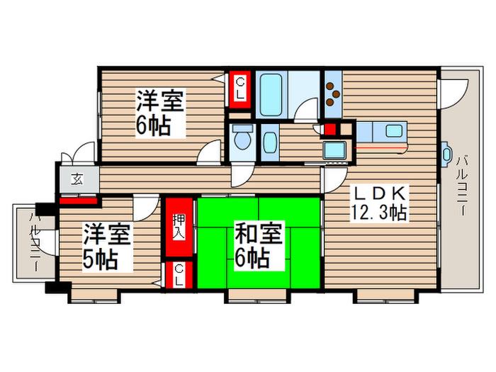 ラ・フォレ23(3LDK/4階)の間取り写真