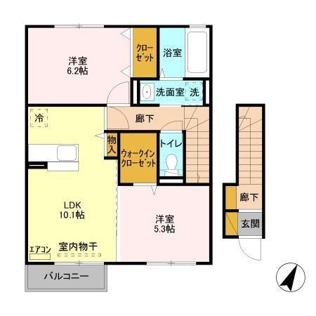 モンブラン(2LDK/2階)の間取り写真