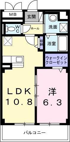 アルバス・ケイ(1LDK/2階)の間取り写真