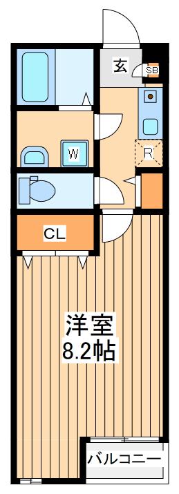 マイプレイス東府中(1K/2階)の間取り写真