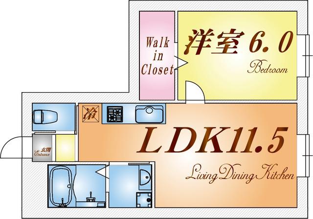プラージュ・ド・クキ(1LDK/2階)の間取り写真