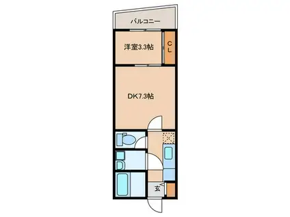 TURTLE LIFEひかり(1DK/2階)の間取り写真