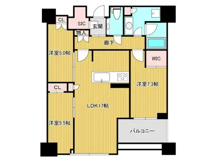 白金ザ・スカイ東棟(3LDK/41階)の間取り写真