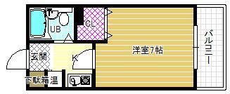 エスティライフ喜志駅前(1K/4階)の間取り写真