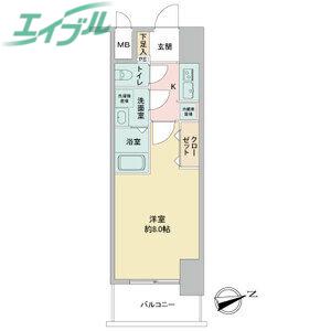 S-RESIDENCE四日市元町(1K/6階)の間取り写真
