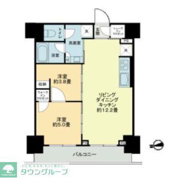 ザ・ライオンズフォーシア鶴見(2LDK/8階)の間取り写真