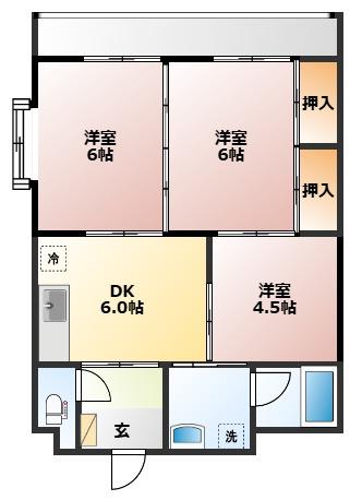 ヴィラ中川II(3DK/2階)の間取り写真