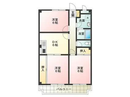 ハピネス坂口(3DK/1階)の間取り写真