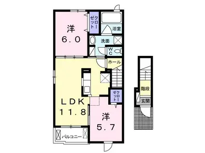 フォーシーズンズ(2LDK/2階)の間取り写真
