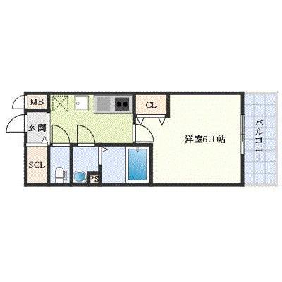 アンプルールフェールGLANDMOB(1K/2階)の間取り写真