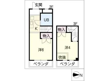 アネックス山手(2K/2階)の間取り写真