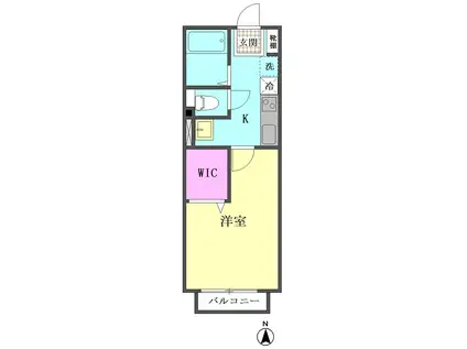 パークサイドK.A(1K/1階)の間取り写真