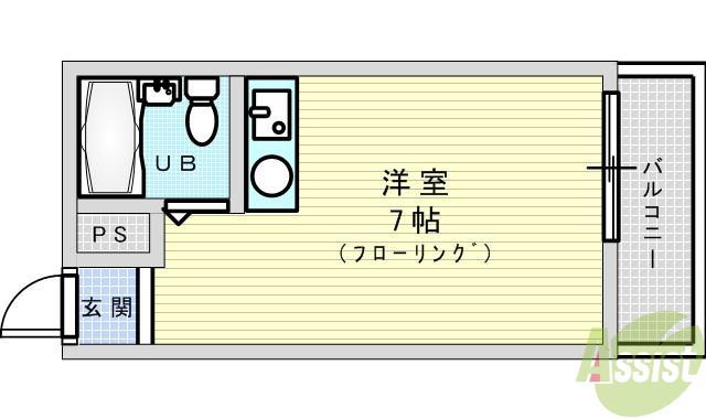 メゾン豊津Ⅰ(ワンルーム/2階)の間取り写真