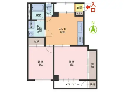 パセオ有里(2LDK/2階)の間取り写真