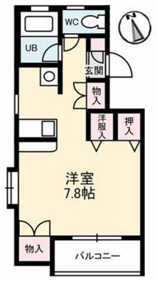 ファイブヒルズ(ワンルーム/4階)の間取り写真