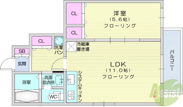 ムーンライトB(1LDK/1階)の間取り写真