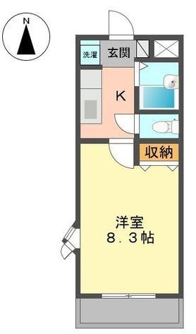 アムールパレスII(1K/2階)の間取り写真