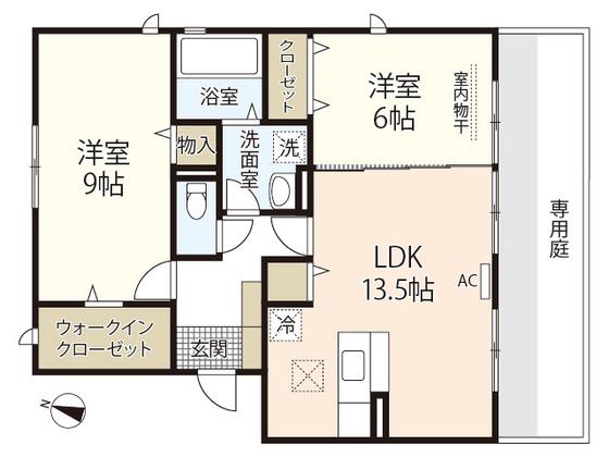 SUNNYFLATYASUDA(2LDK/1階)の間取り写真
