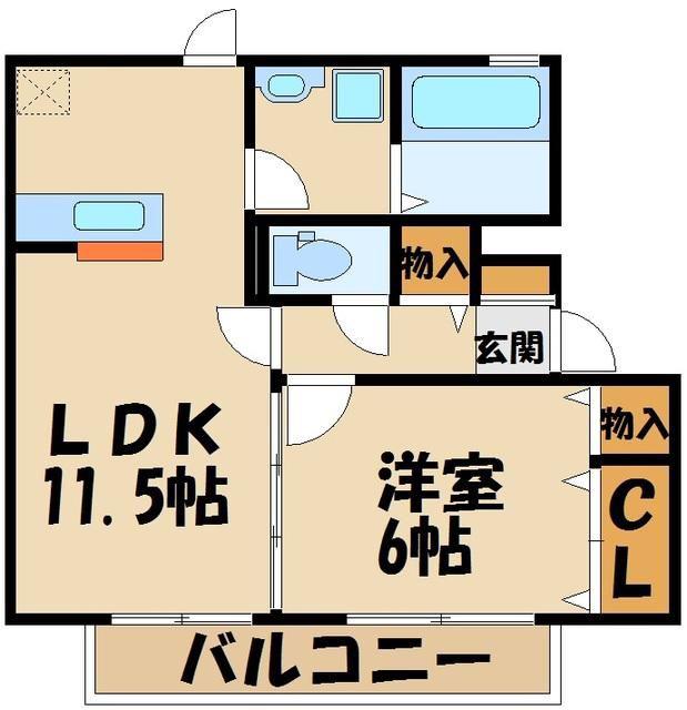 サンパティークII(1LDK/2階)の間取り写真